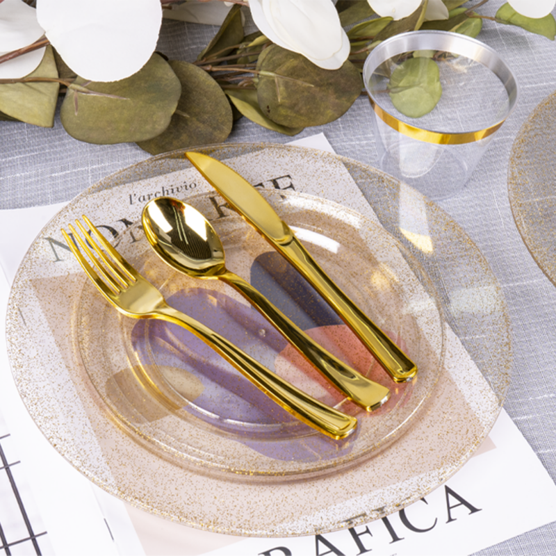 10.25& 7.5 Clear Gold Glitter Sets5