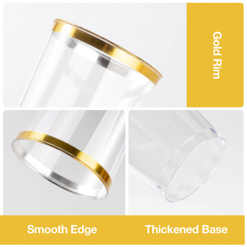 10oz Gold Plastic Cups with Gold Rim 2