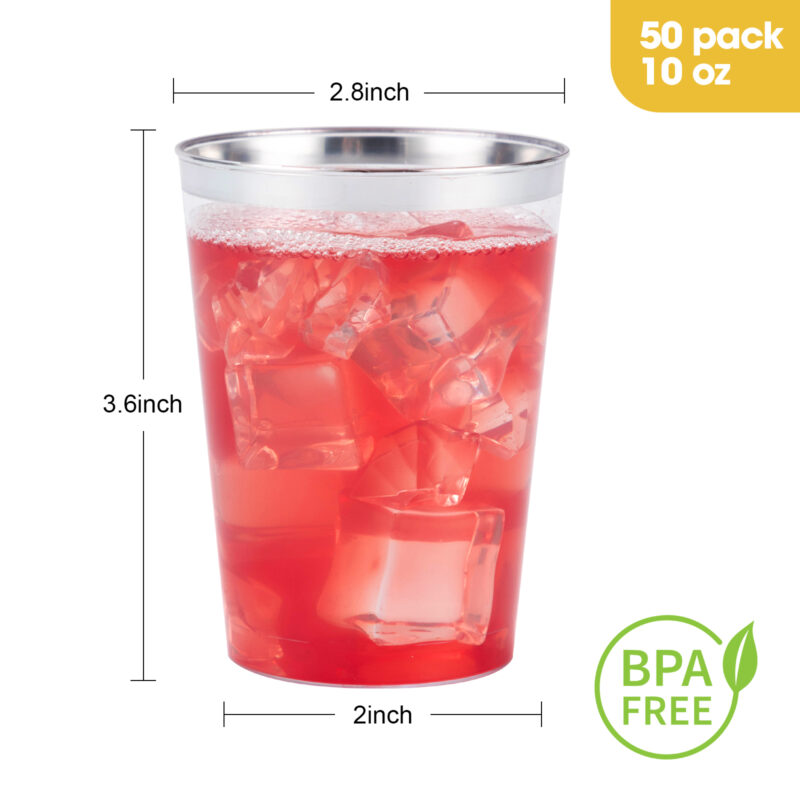 10oz Silver Plastic Cups SET