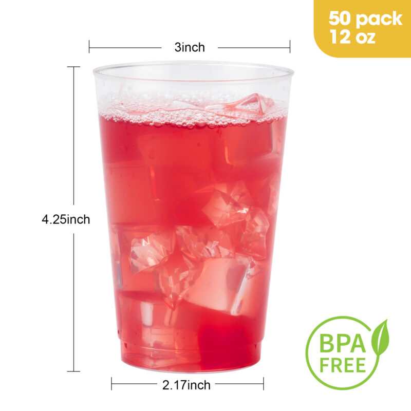 12oz Disposable Clear Plastic Cups set
