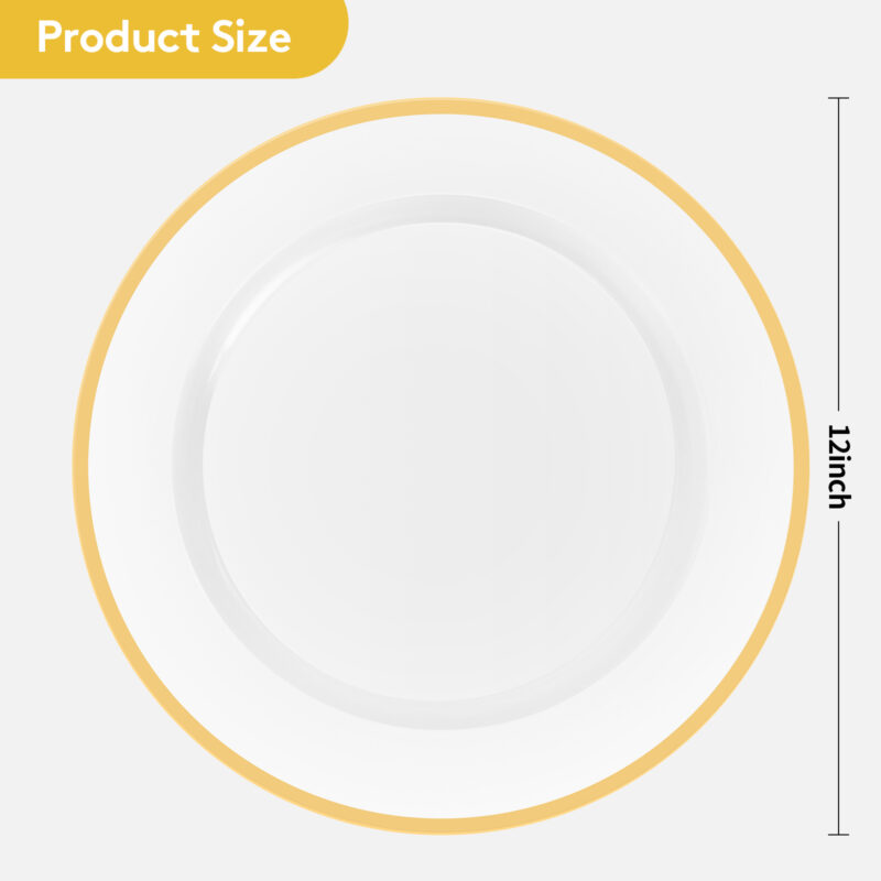 12″ White Charger Plates with Gold Trim dimension drawing