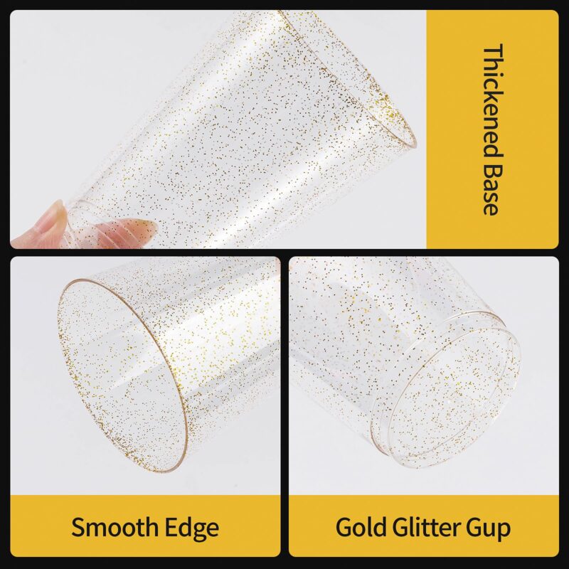 14oz Gold Glitter Plastic cups 4