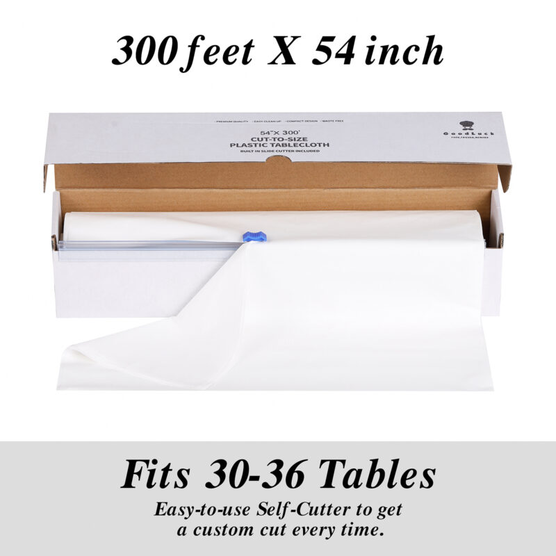 54inch x 300ft Disposable White Plastic Tablecloths 2