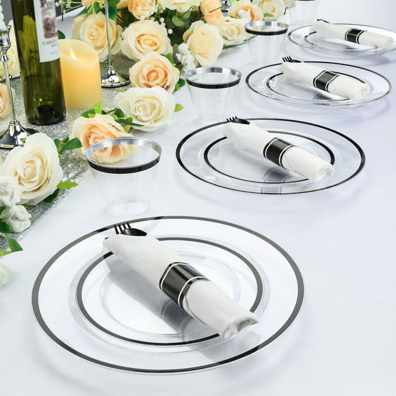 Black Rolled Plastic Cutlery Sets 5