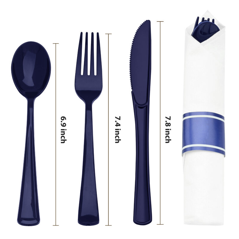 Blue Rolled Plastic Cutlery Sets 1