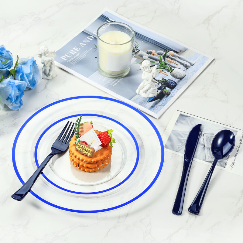 Blue Rolled Plastic Cutlery Sets 3