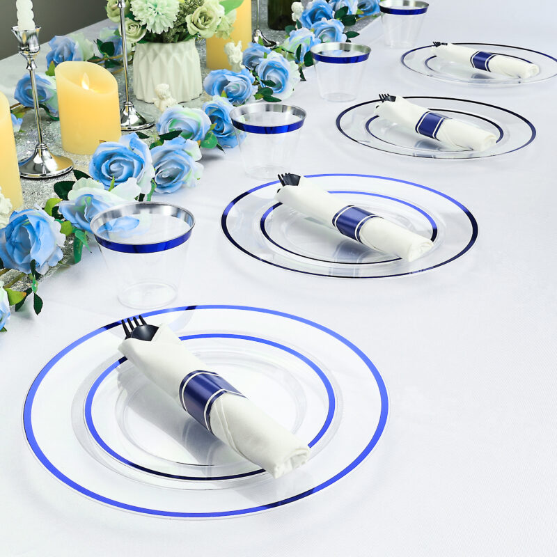 Blue Rolled Plastic Cutlery Sets 5