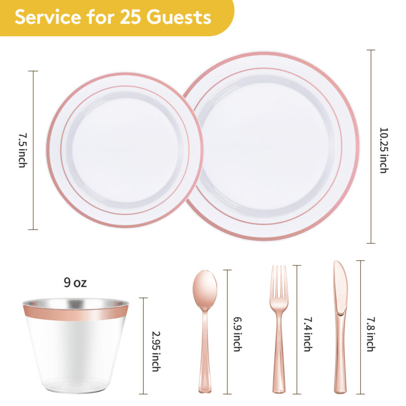 Disposable Rose Gold Plastic Dinnerware Sets 1