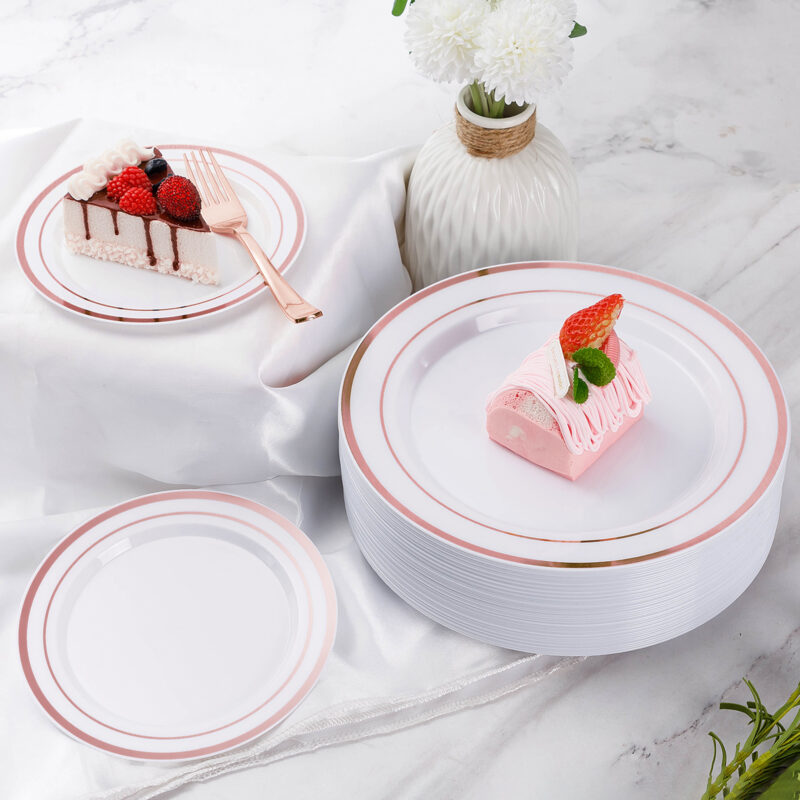 Disposable Rose Gold Plastic Dinnerware Sets 3