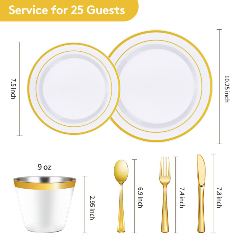Disposable Rose Gold Plastic Dinnerware Sets 1