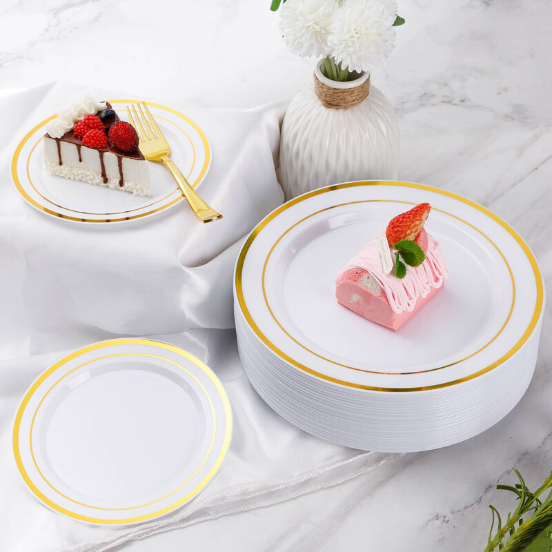 Disposable Rose Gold Plastic Dinnerware Sets 3
