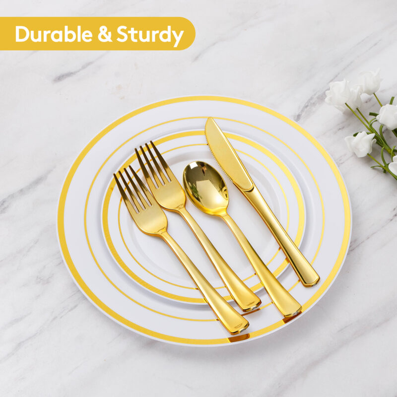 Disposable Rose Gold Plastic Dinnerware Sets 5