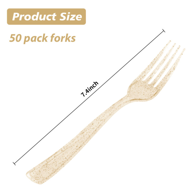 Glitter Plastic Forks Dimension Drawing