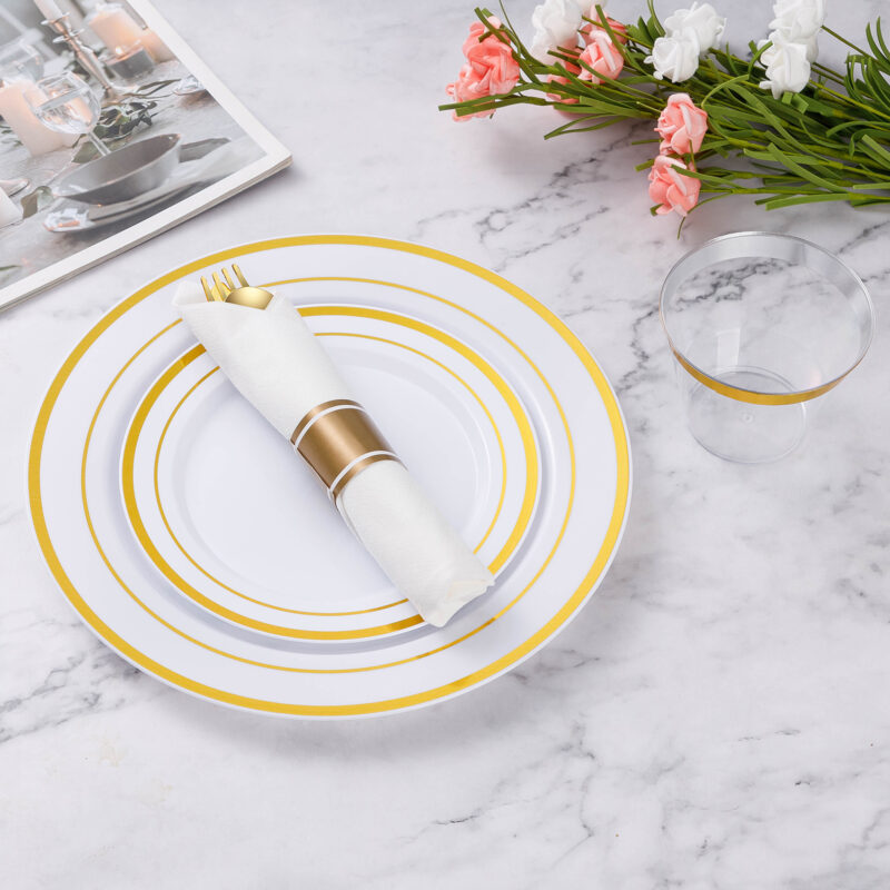 Gold Rolled Plastic Cutlery Sets5