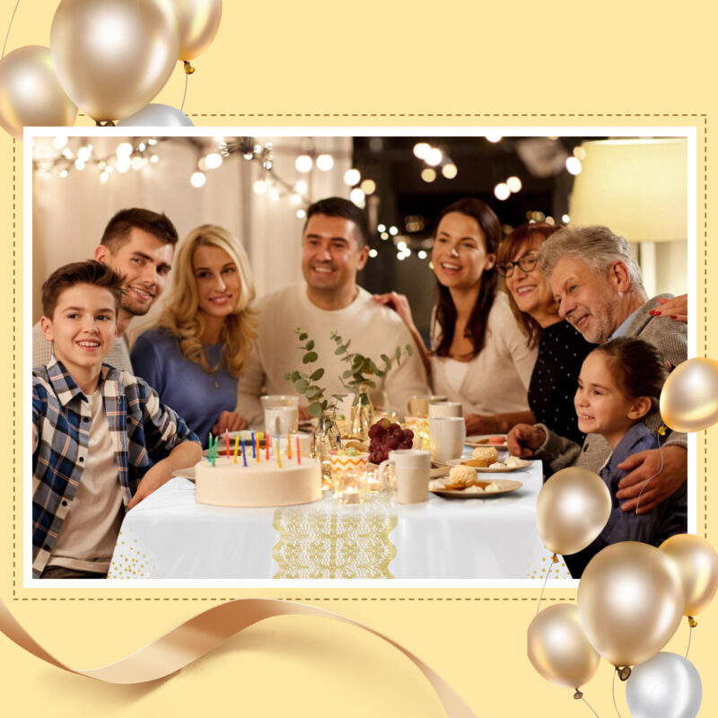 Goodluck 54 Inch X 100 Feet White Gold Dot Plastic Table Cloths