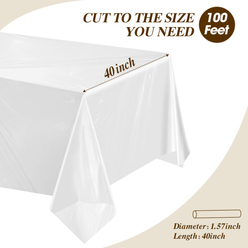 Goodluck 54 Inch X 100 Feet White Plastic Table Cloths with Cutter Box2