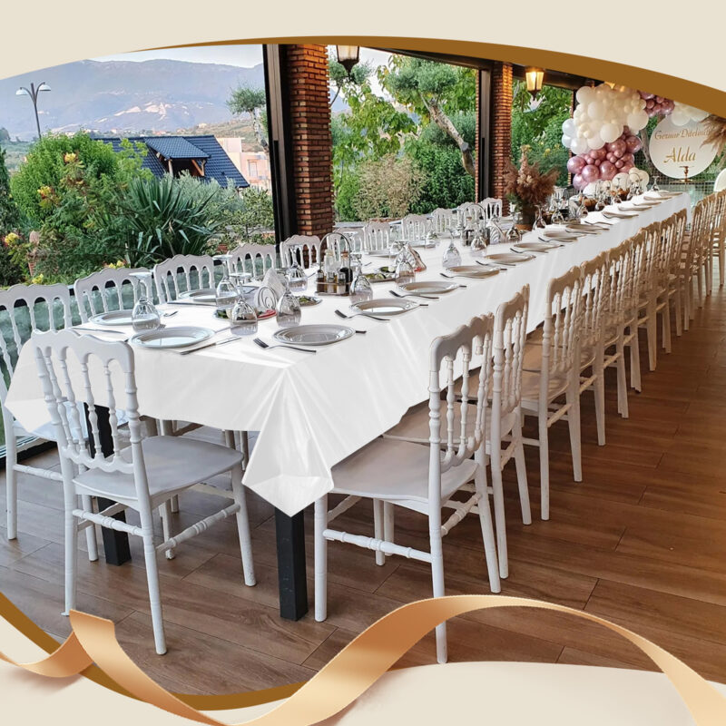 Goodluck 54 Inch X 100 Feet White Plastic Table Cloths with Cutter Box4