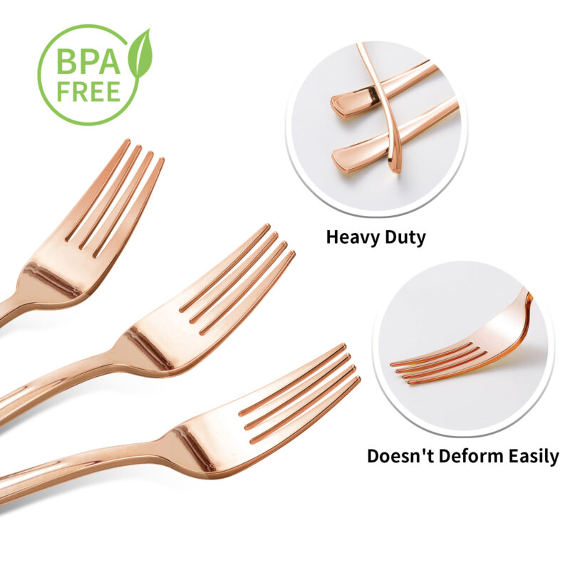 Goodluck Rose Gold Plastic Forks 2