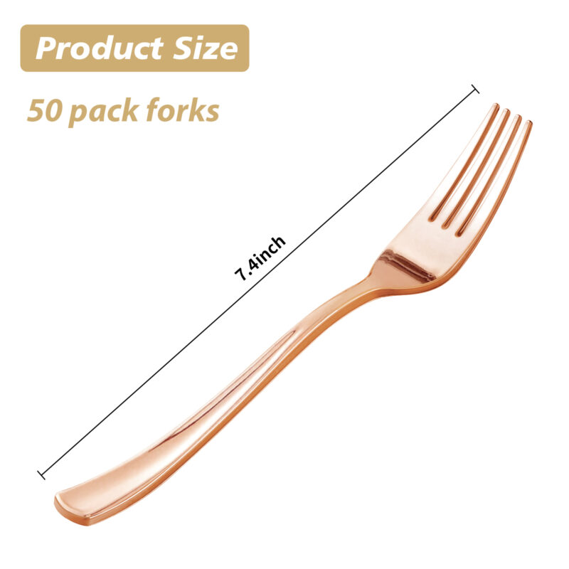 Goodluck Rose Gold Plastic Forks Dimension Drawing