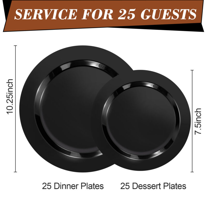 10.25"& 7.5" Black Plates Sets - Image 2