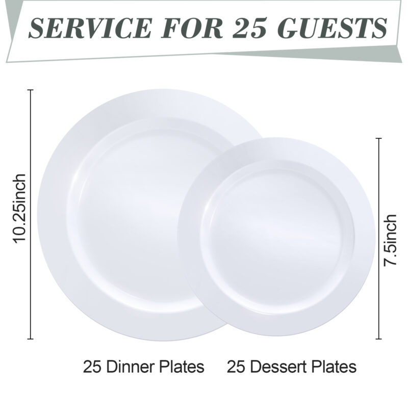 10.25& 7.5 White Plates Sets 1