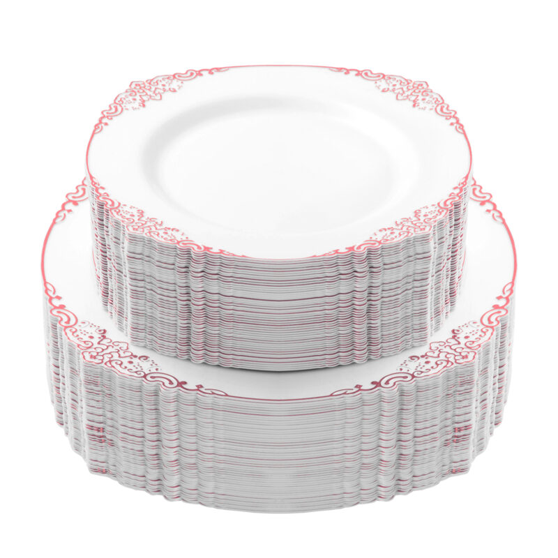 10.25& 7.5 White Rose Gold Retro Plates Sets