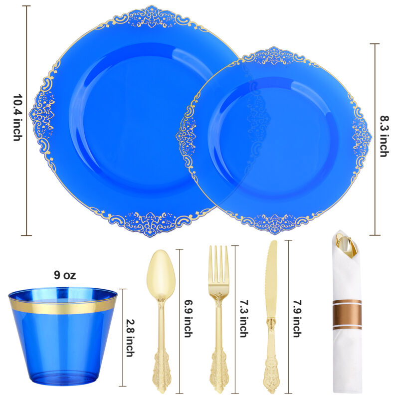 10.4&8.3 Clear Blue Plastic Dinnerware Sets 1