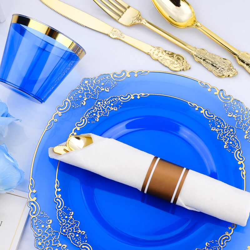 10.4&8.3 Clear Blue Plastic Dinnerware Sets 2