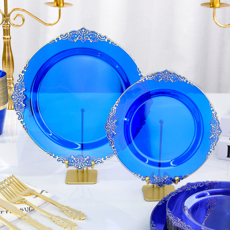 10.4&8.3 Clear Blue Plastic Dinnerware Sets 3