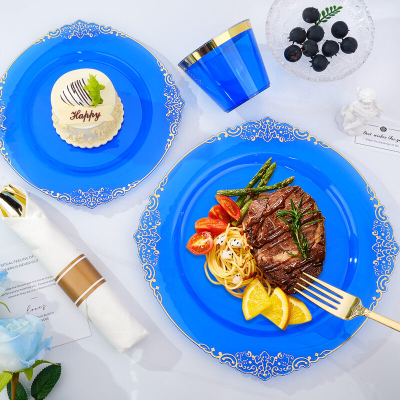 10.4&8.3 Clear Blue Plastic Dinnerware Sets 5