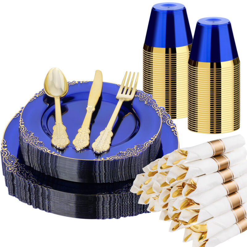 10.4&8.3 Clear Blue Plastic Dinnerware Sets