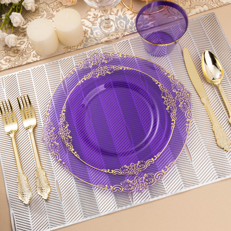 10.4&8.3 Clear Purple Plastic Dinnerware Sets 5