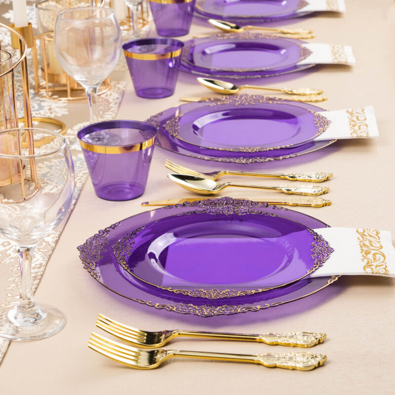 10.4&8.3 Clear Purple Plastic Dinnerware Sets 6