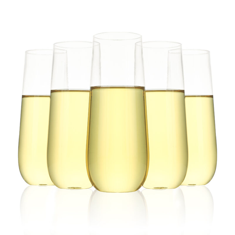9oz Clear Round Plastic Champagne Flutes