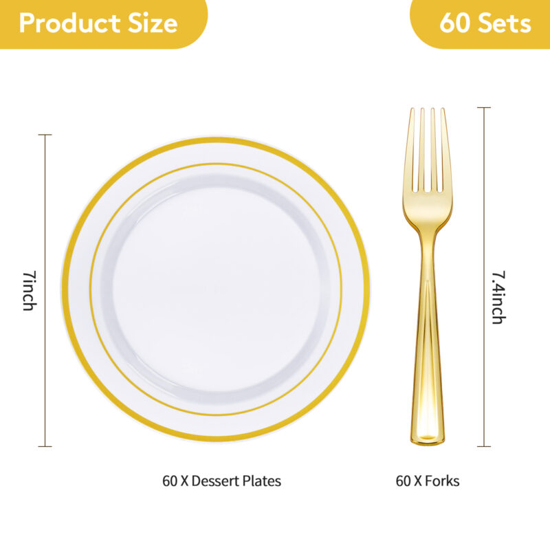 Gold Round Plates with Forks 1