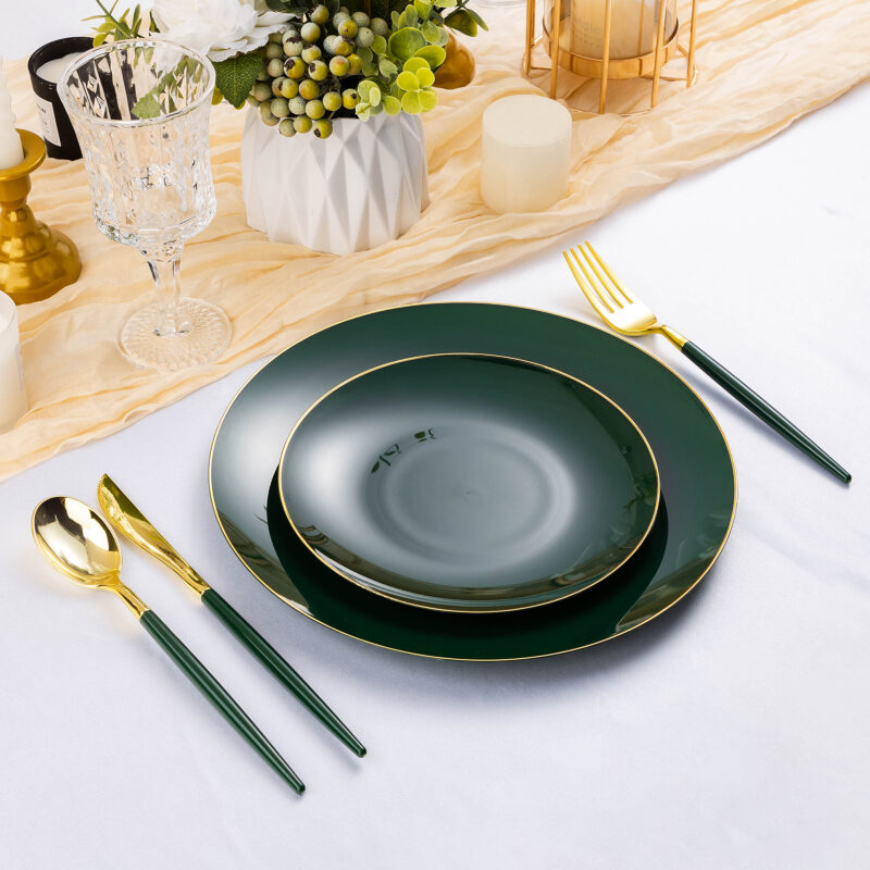 Gold with Black Handle Plastic Cutlery Sets 3