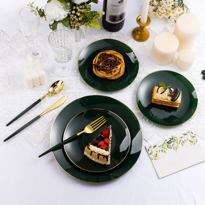 Gold with Black Handle Plastic Cutlery Sets 4