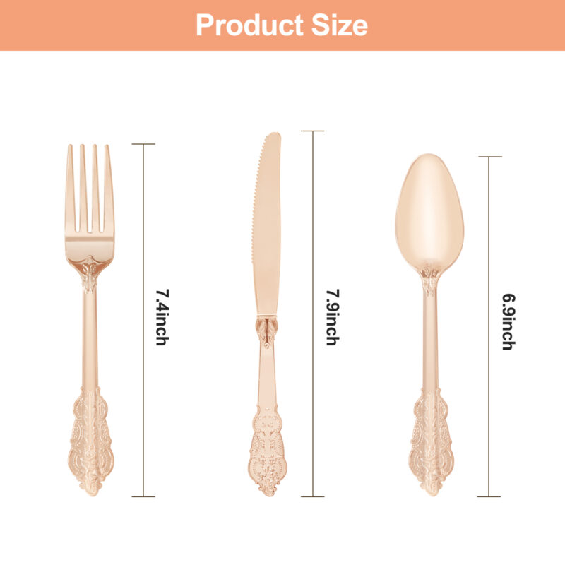 Rose Gold Rolled Retro Plastic Cutlery Sets 2