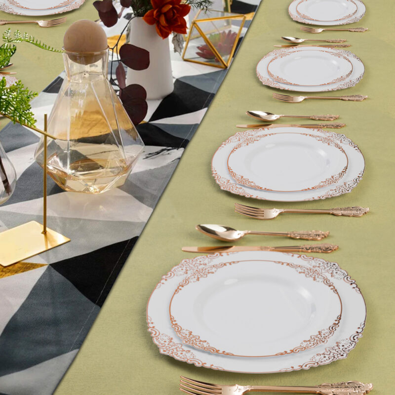Rose Gold Rolled Retro Plastic Cutlery Sets 6