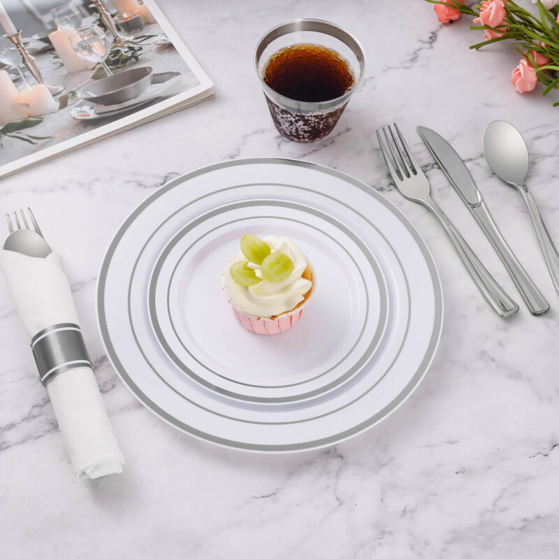 Silver Rolled Plastic Cutlery Sets5