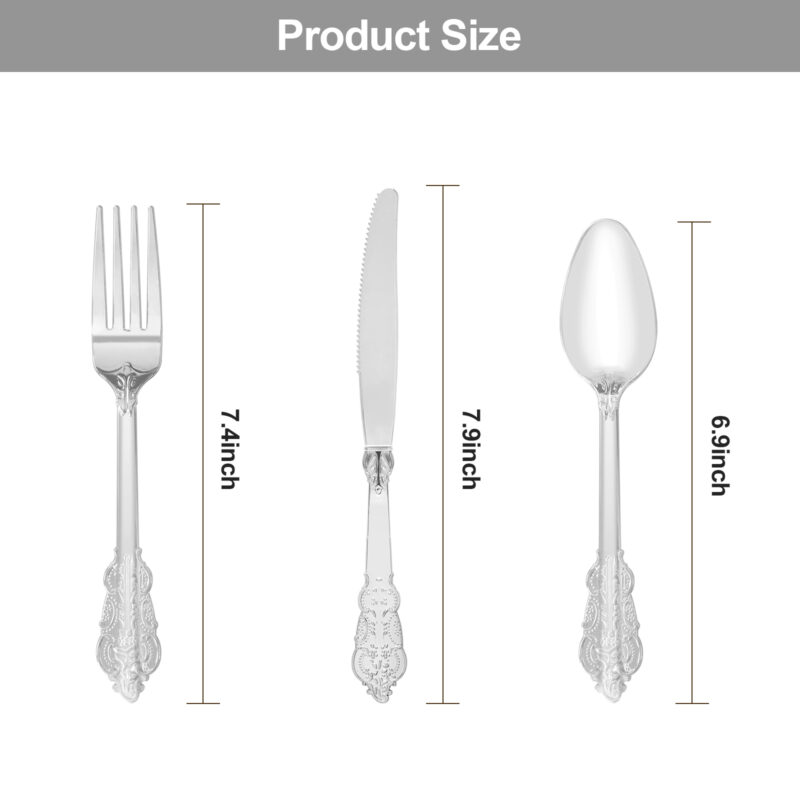 Silver Rolled Retro Plastic Cutlery Sets 5
