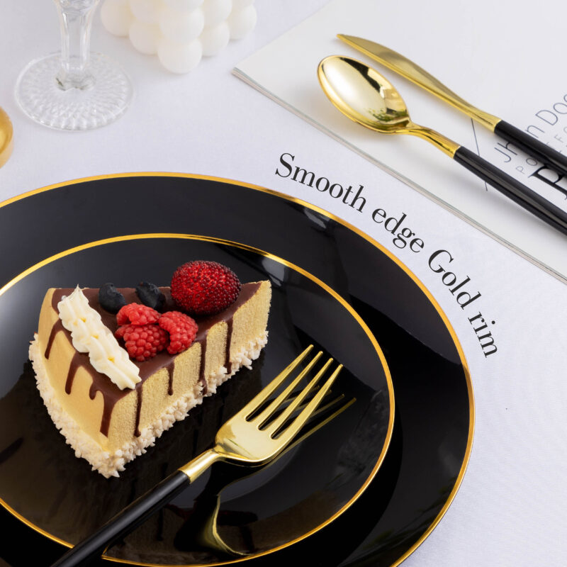 Black Plates with Gold Rim 2