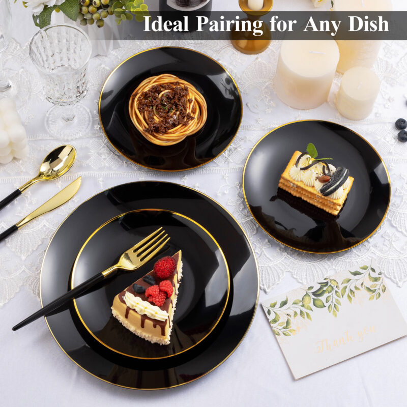 Black Plates with Gold Rim 4