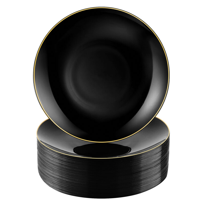 Black Plates with Gold Rim