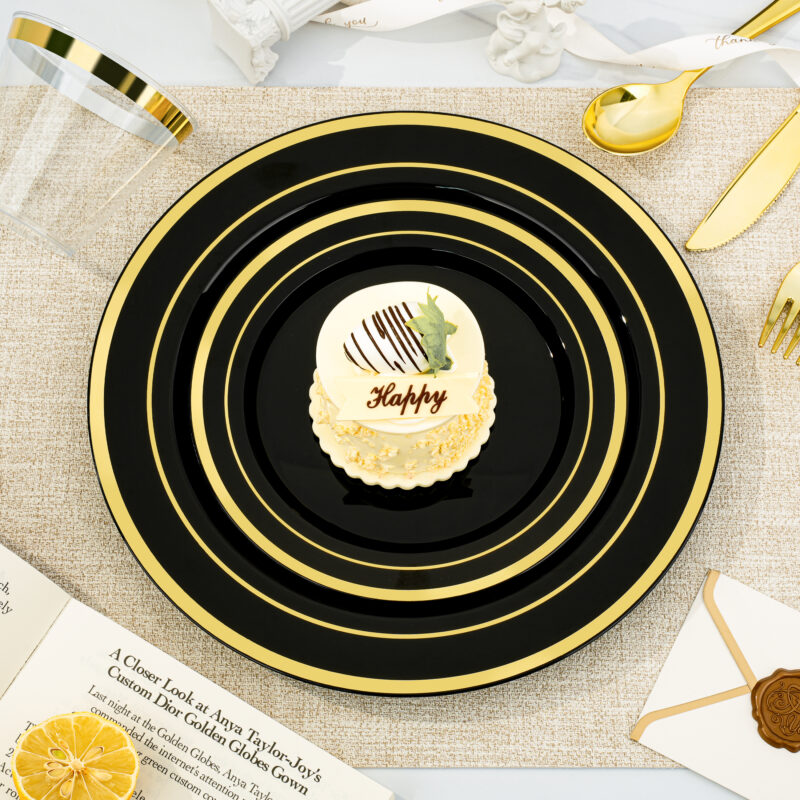 Black and Gold-rimmed Dinnerware Sets 1