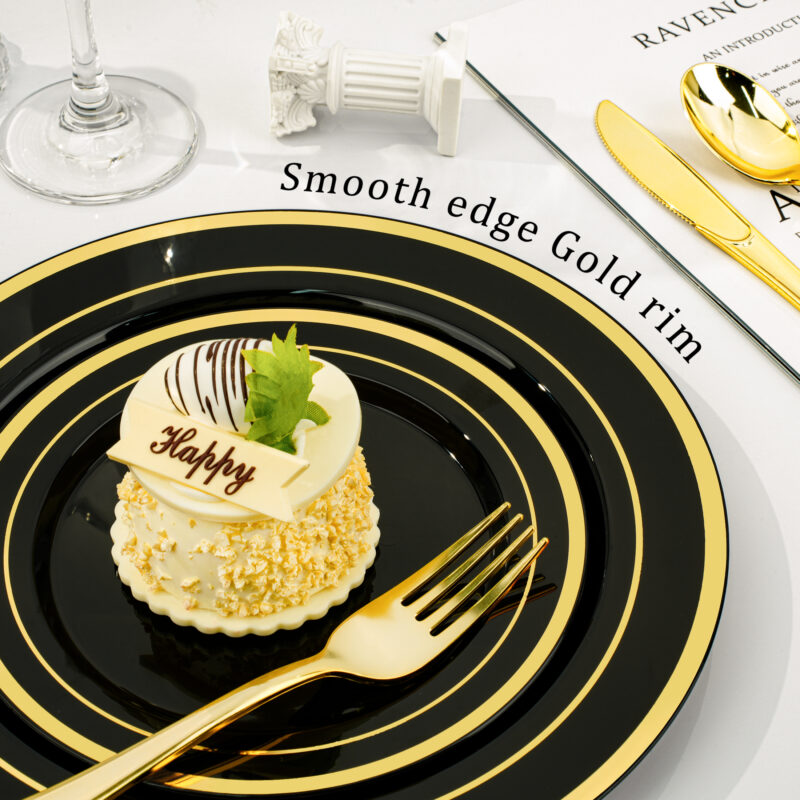 Black and Gold-rimmed Dinnerware Sets 3