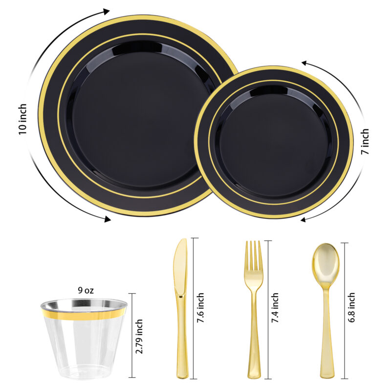Black and Gold-rimmed Dinnerware Sets 4