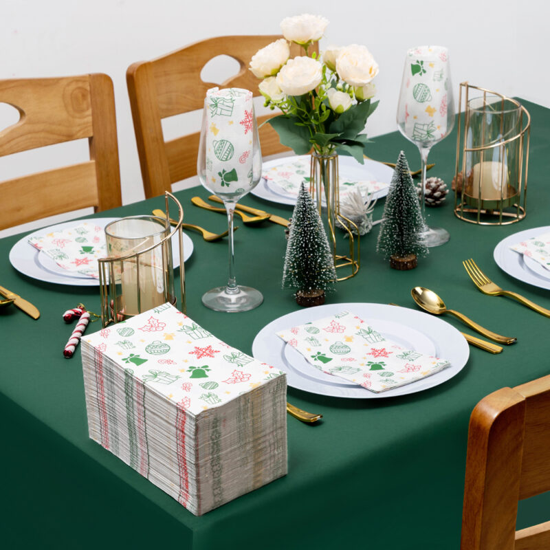 Green Christmas Tree Napkins 4