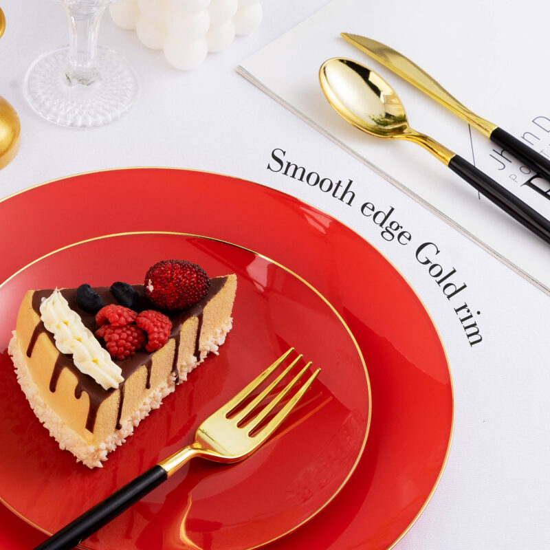 Red Plates with Gold Rim 1