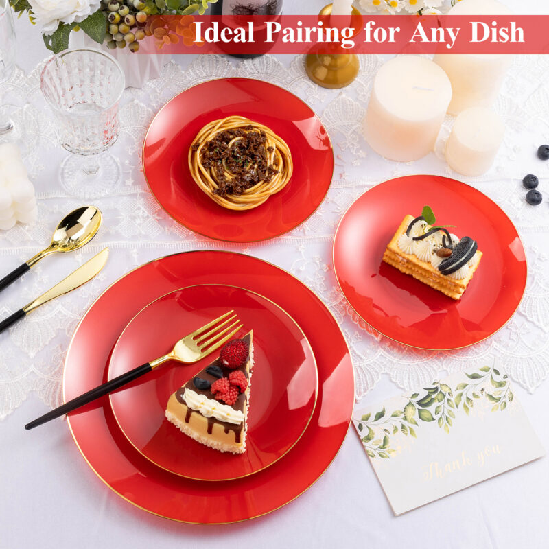 Red Plates with Gold Rim 3